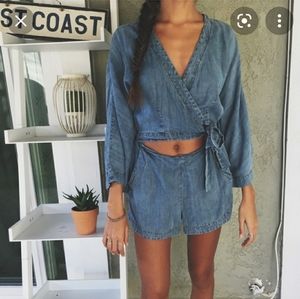 Free People denim jumpsuit